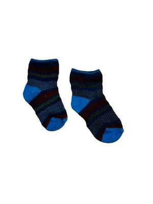 Шкарпетки блакитного кольору в різнокольорову смужку | 6848954