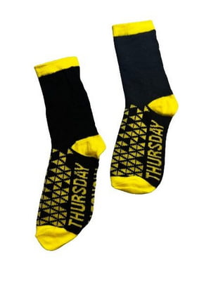 Шкарпетки чорно-жовті з візерунком | 6848973