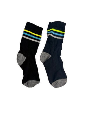 Чорні шкарпетки з різнокольоровими смужками | 6849094