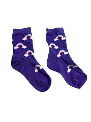 Шкарпетки бузкового кольору з принтом “Веселка” | 6849193