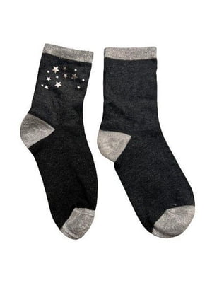 Шкарпетки темно-сірі з принтом-зірки | 6849200