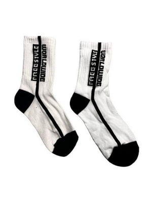 Шкарпетки біло-чорні з написами | 6849254