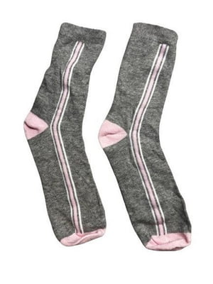 Сірі шкарпетки з рожевими смужками | 6849299