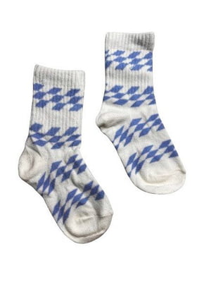 Шкарпетки біло-блакитні з візерунком | 6849306