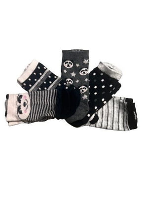 Набір чорно-білих в принт шкарпеток (5 пар) | 6849355
