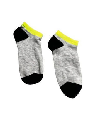 Короткі сірі шкарпетки з салатовою смужкою | 6849423