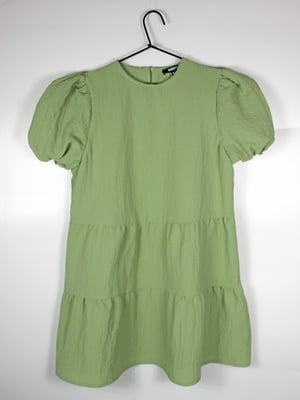 Зелена сукня вільного крою з оборками та рукавами-фонариками | 6849577