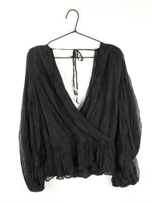 Блуза з V-подібним вирізом чорна | 6849626