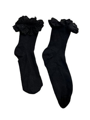 Шкарпетки чорні з рюшами | 6849675