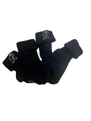 Набір чорних шкарпеток з відворотом та вишитою літерлю (4 пари) | 6849697
