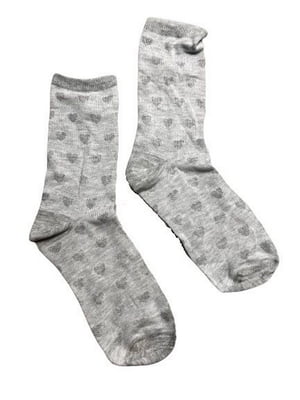 Сірі шкарпетки в однотонний принт “Сердечка” | 6849705