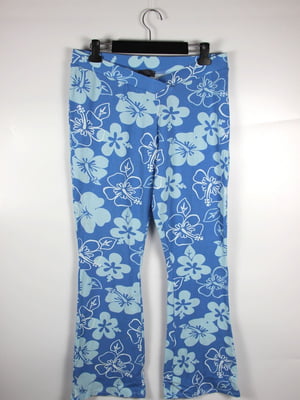 Розкльошені штани сині в квітковий принт | 6849706