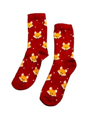 Червоні шкарпетки в принт “Лисички” | 6849713