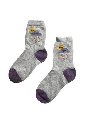 Шкарпетки сіро-фіолетові з малюнком | 6849742