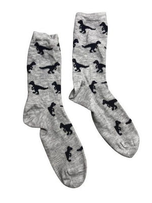 Сірі шкарпетки в принт “Динозаврики” | 6849866