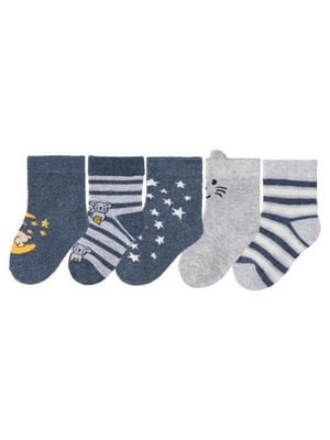 Набір різнокольорових шкарпеток в принт (5 пар) | 6849926