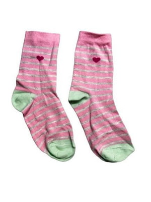 Рожеві шкарпетки в сіру смужку | 6849960
