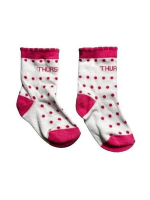 Шкарпетки біло-рожеві в горох | 6850099