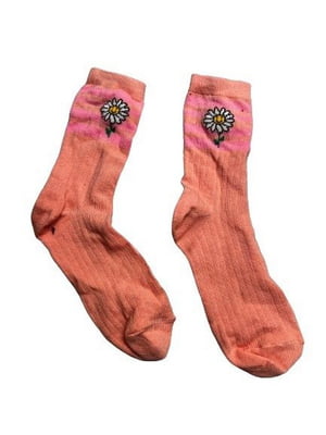 Рожеві шкарпетки з квітковим малюнком | 6850170