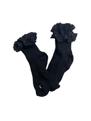 Набір чорних з перфорованою оборкою шкарпеток (2 пари) | 6850190