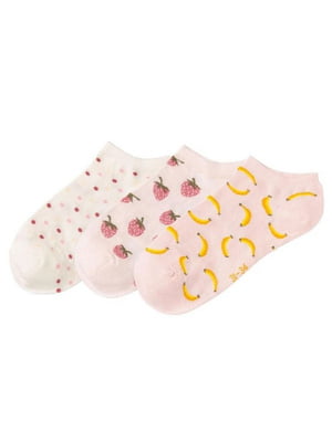 Набір коротких різнокольорових шкарпеток в принт (3 пари) | 6850252