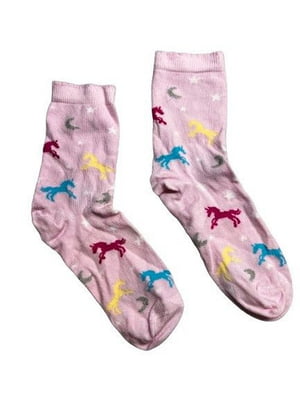 Рожеві шкарпетки в принт “Єдиноріг” | 6850288