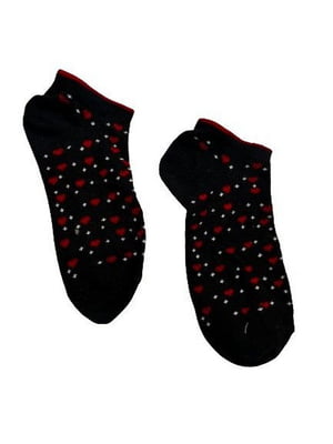 Шкарпетки чорні в червоні сердечки | 6850304