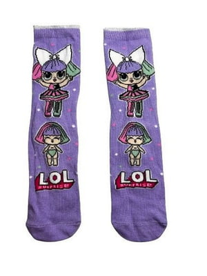 Шкарпетки бузкового кольору з малюнком “Лол” | 6850307