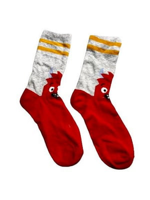 Шкарпетки сіро-червоні з малюнком | 6850316