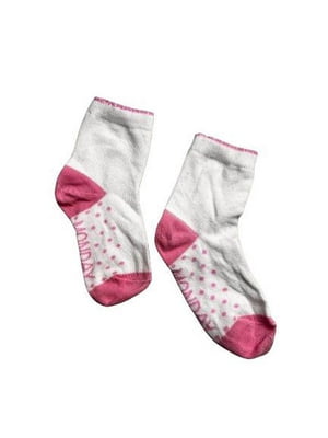 Шкарпетки біло-рожеві з написом | 6850338