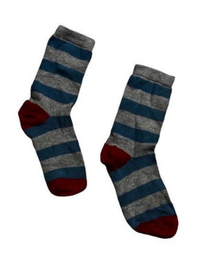 Сіро-блакитні шкарпетки в смужку | 6850368