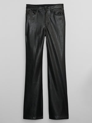 Черные расклешенные брюки из экокожи | 6850952