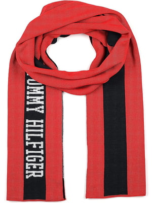 В'язаний червоний шарф з логотипом | 6850977