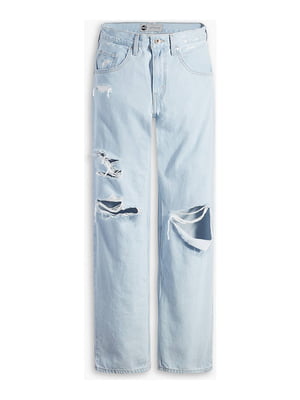 Голубые прямые рваные джинсы | 6851002