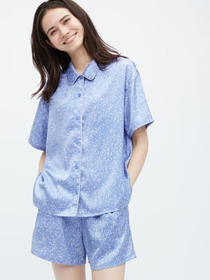 Голубая пижама: рубашка и шорты | 6851076