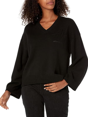 Чорний в'язаний пуловер | 6851111