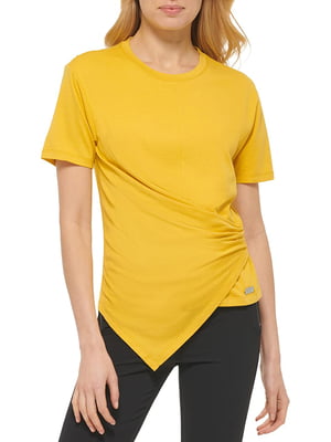 Жовта бавовняна футболка із защипом | 6851132