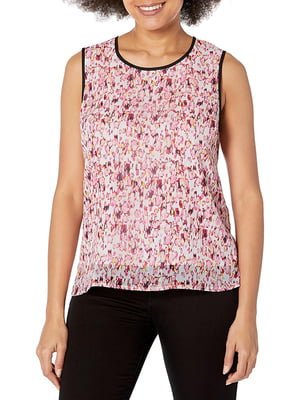 Легкая розовая блуза в принт | 6851135