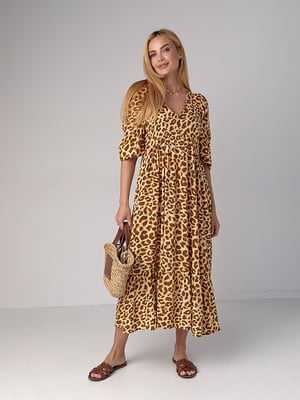 Летнее платье миди с леопардовым принтом | 6851472