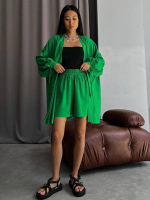 Костюм зелений: сорочка-кімоно та шорти | 6847205