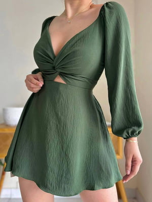 Сукня кольору хакі з відкритою спиною | 6847274