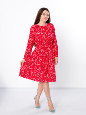 Червона квітчаста сукня А-силуету | 6852039