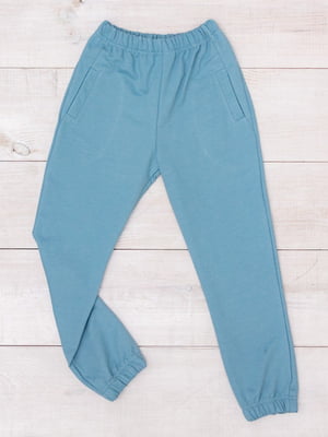 Сіро-блакитні спортивні штани на резинці | 6852301