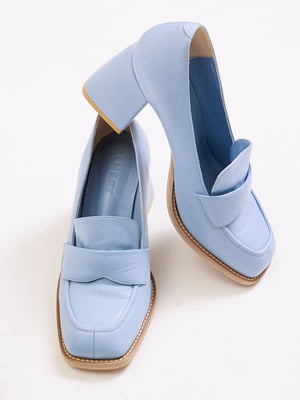 Туфлі блакитні з широкими підборами | 6852445