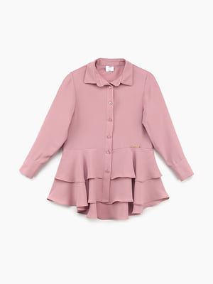 Блуза пудрового кольору з оборками | 6853529