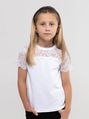 Блуза біла з мереживом | 6853551