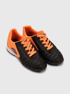 Кросівки спортивні чорно-помаранчеві з еко-шкіри | 6853635