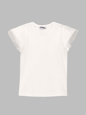 Блуза молочного кольору з коротким рукавом | 6854390