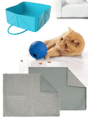 Набір для тварин: іграшковий м’яч, миска і килимки (2 шт.) | 6854877