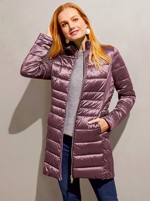 Ніжно-рожеве стьобане пальто на блискавці | 6855203